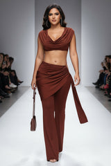 Drape Pant Set Brown