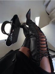 Lace Up Thigh High Boots