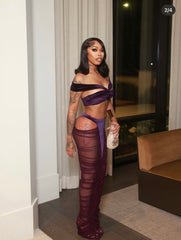 Velvet Mesh Skirt Set