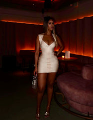 Ivory Cap Sleeve Bandage Dress