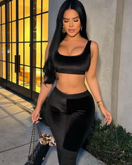 Velvet Pants Set Black