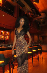 Leopard & Lace Maxi Dress