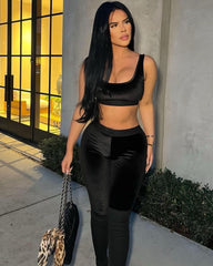 Velvet Pants Set Black