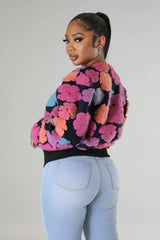 Floral Puff Sweater Pink