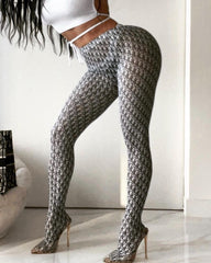 Blue Mini Print Tights