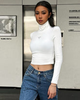 Triangle Crop Turtleneck Top