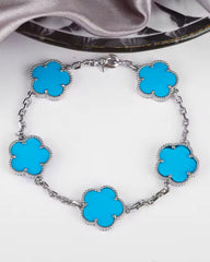 Blue Clover Bracelet Silver