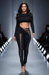 Laced Up Long Sleeve Pant Set