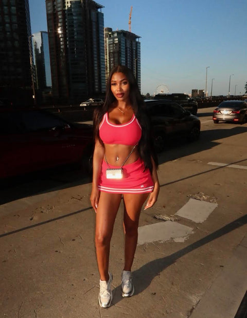 Sporty Knitted Skirt Set