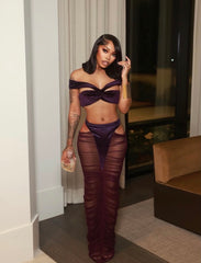 Velvet Mesh Skirt Set