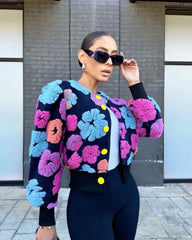 Floral Puff Sweater Pink