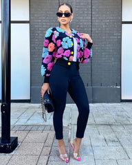 Floral Puff Sweater Pink