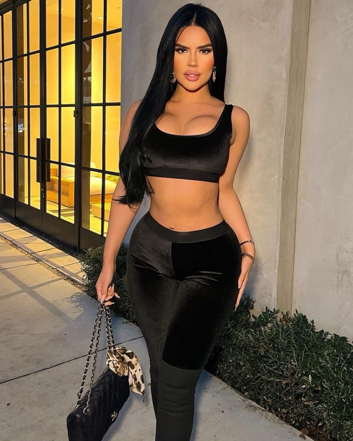 Velvet Pants Set Black