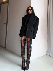 Lace Up Thigh High Boots