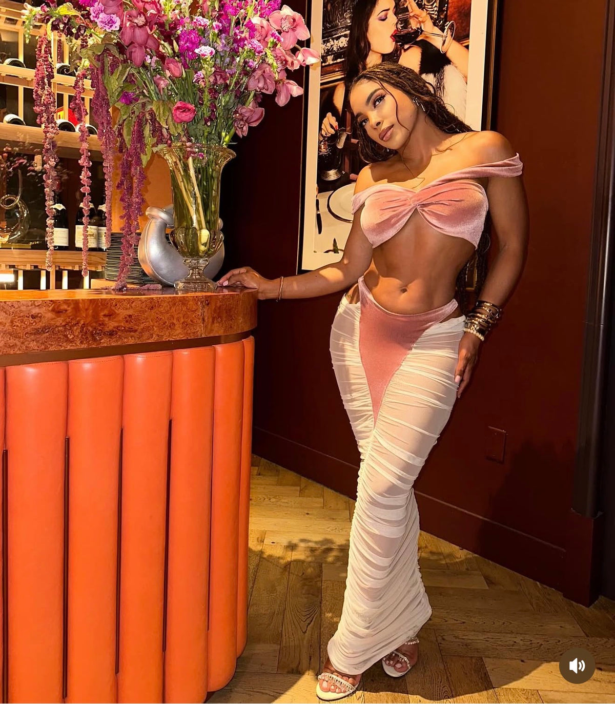 Velvet Mesh Skirt Set