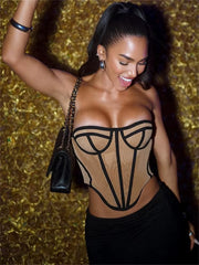 Contrast Corset Top