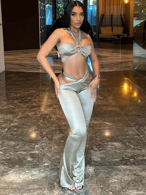 Cassie Pant Set Silver