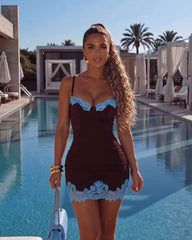Chocolate Lace Mini Dress