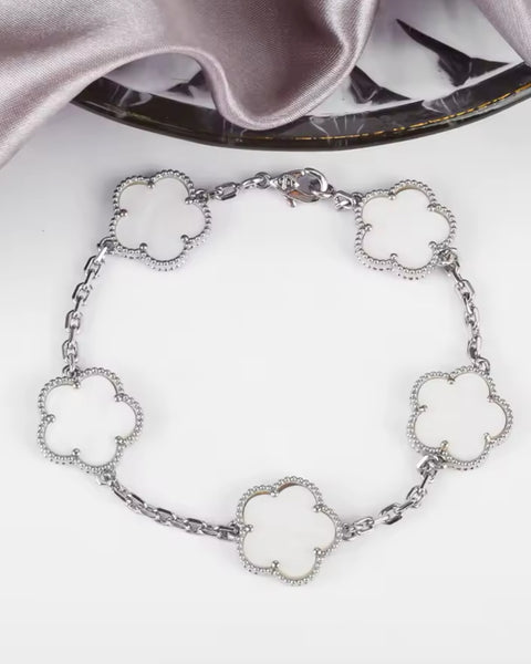 Shell White Clover Bracelet Silver