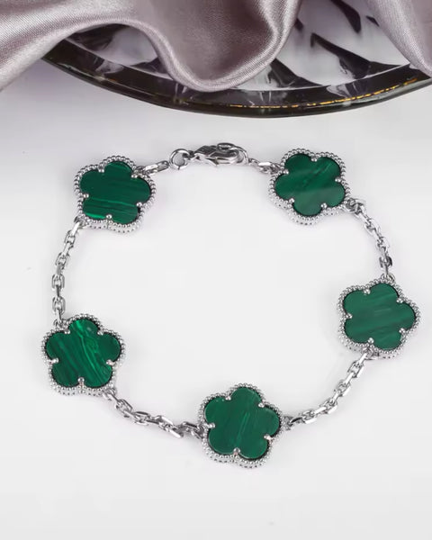 Green Clover Bracelet Silver