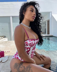 Foreign Tiles Red One Piece Swimsuit