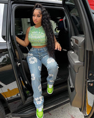 Daisy Print Jeans